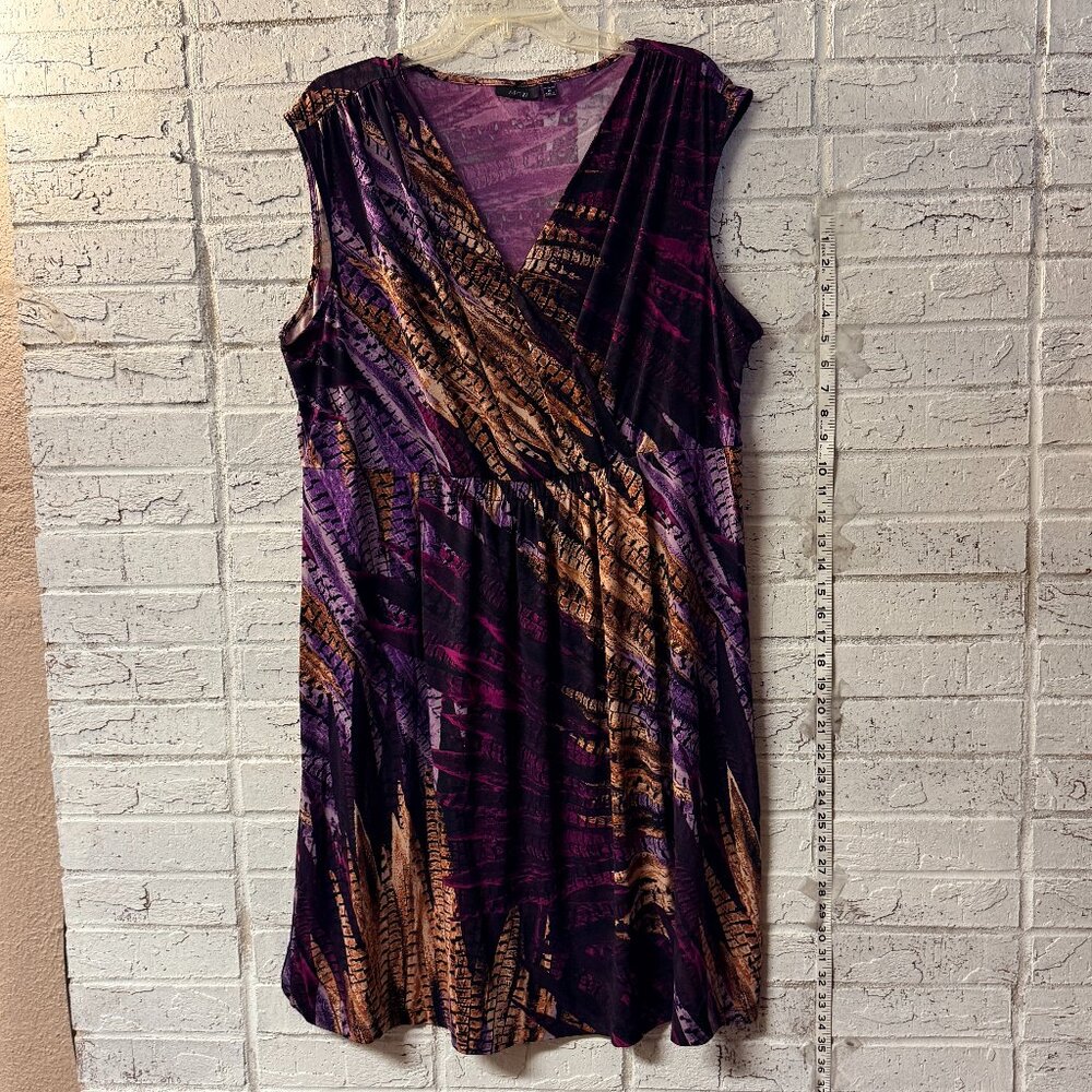 Sleeveless Purple Patterned Wrap-Front Dress